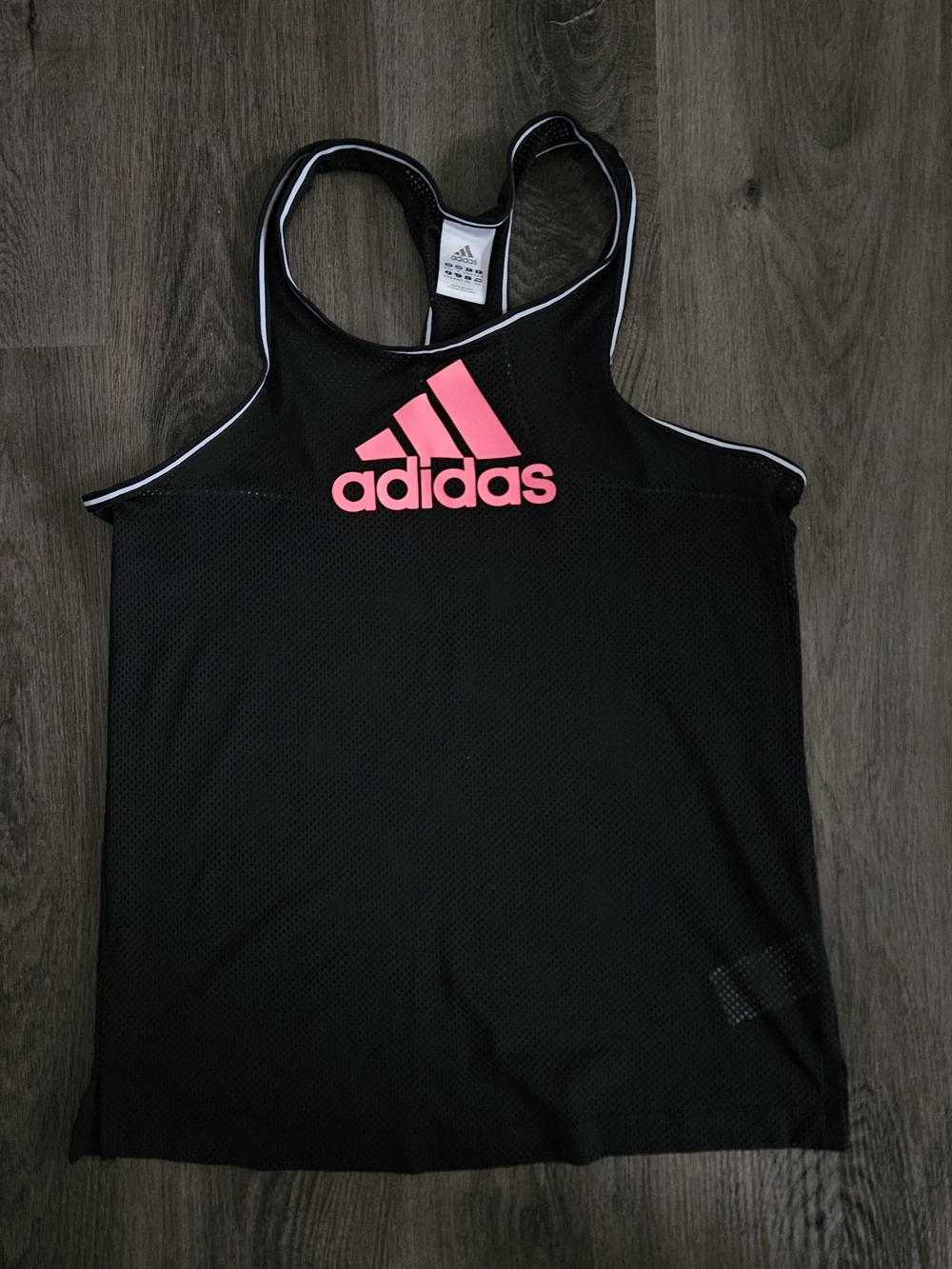 adidas Black Tank Top with Pink Logo Racerback